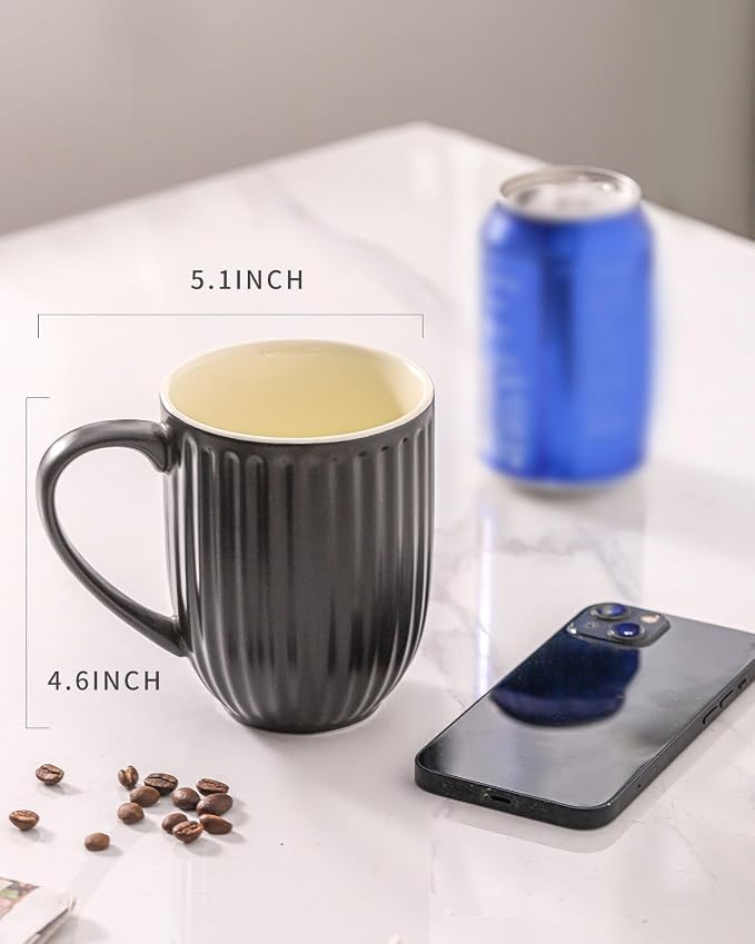 HASENSE 16oz Ceramic Coffee Mugs Set of 4, Modern Lightweight, Tea & Cocoa - Image 2