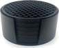 Happitasa 4.25 Inch Bar Mat Style Silicone Beverage Coasters, Set of 6 with Holder (Black)