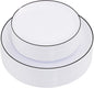 EI 100pcs White and Black Disposable Plates for Party,White Plastic Dinner Plates with Black Rim Disposable,Plastic Dessert Plate for Wedding,Family Party,Afternoon Tea Business New Year