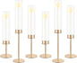 Gold Candle Holders Set of 6 for Glass Taper Candle Holders,Hurricane Candlestick Holder for Home Decor, Wedding, Dinning, Party Decorative, Anniversary (6,Gold)