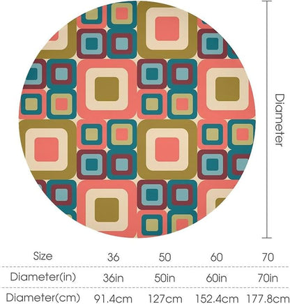 Abstract Geometric Round Tablecloth, Mid Century Modern Middle Century Abstract Patterns Print Tablecloth for Home Party Dining Room Kitchen Decor 36Inch(90cm)