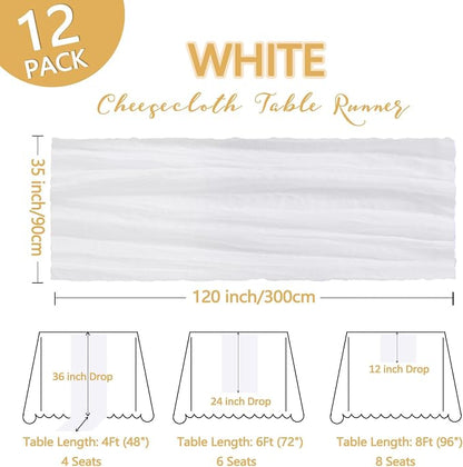 12 Pack White Cheesecloth Table Runner 10Ft Gauze Cheese Cloth Table Runner - Image 2