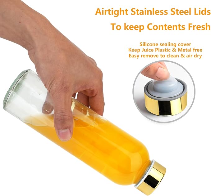 Zukro 18 oz Glass Juice Bottles - Image 3