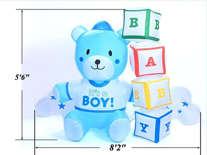 5.5Ft Inflatable Little Cub Arrival Boy Yard Garden Lawn Decoration, Outdoor Lighted Blow Up Display, Indoor Home Celebration, Birthday Party Holiday Decor Yard Prop Sign