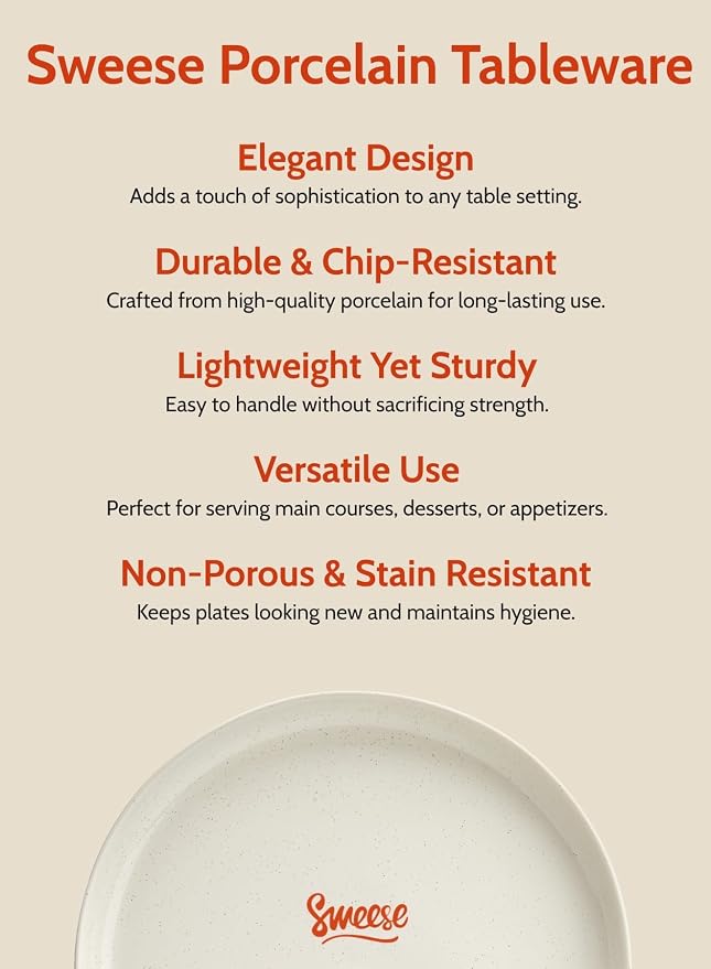 Sweese Porcelain Dessert Plates 7.4 Inch Set of 6 - Image 7