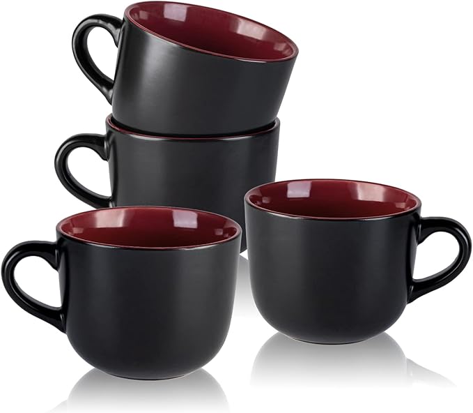 AmorArc 24 oz Soup Mugs with Handles, Jumbo Ceramic Bowls Mugs Set with handles by AmorArc
