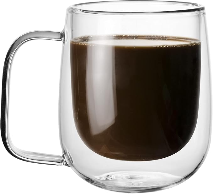 Little World Glass Coffee Mug, 8.5 oz Double Walled Insulated Cup Heat-resistant by LittleWorld
