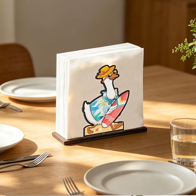 Beach Duck Design Wooden Napkin Holder - Image 2