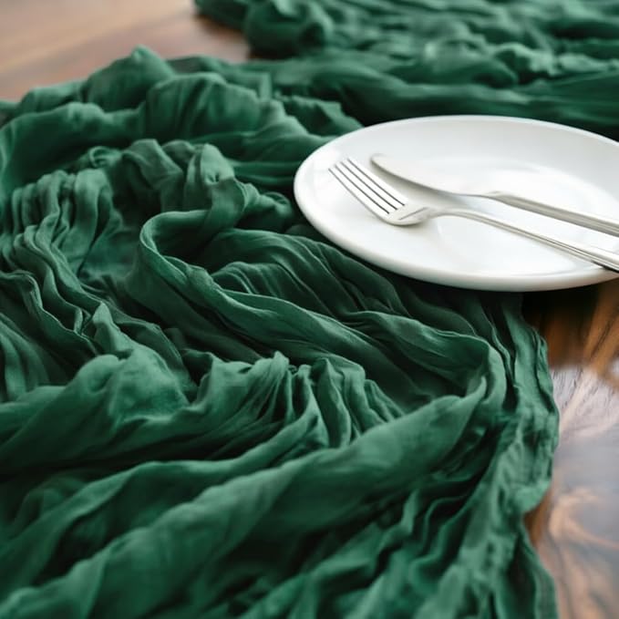 Emerald Green Cheesecloth Table Runner 10Ft 10 Pack Gauze Table Runner | Summer - Image 4