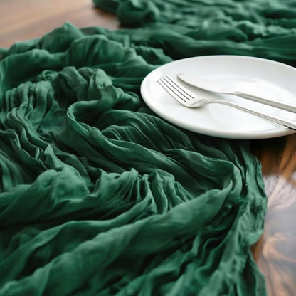 Emerald Green Cheesecloth Table Runner 160 Inches 14 Ft Gauze Table Runner | - Image 4