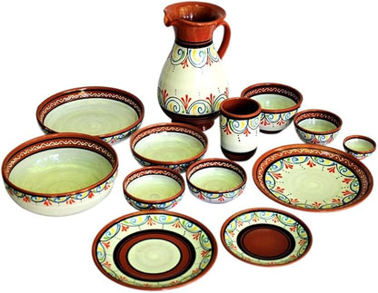 Cactus Canyon Ceramics VERY SMALL Spanish Terracotta 5-Piece VERY SMALL Mini-Bowl (Pinch Bowls) Set, White