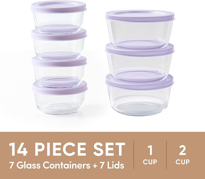 14-Piece Glass Food Storage Containers Set | 1-Cup & 2-Cup, Leakproof | - Image 3