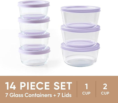 14-Piece Glass Food Storage Containers Set | 1-Cup & 2-Cup, Leakproof | - Image 3