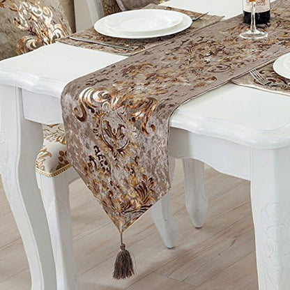 Elegant Luxury Shiny Bronze Velvet Damask Deco Tassels Wedding Party Hotel - Image 6