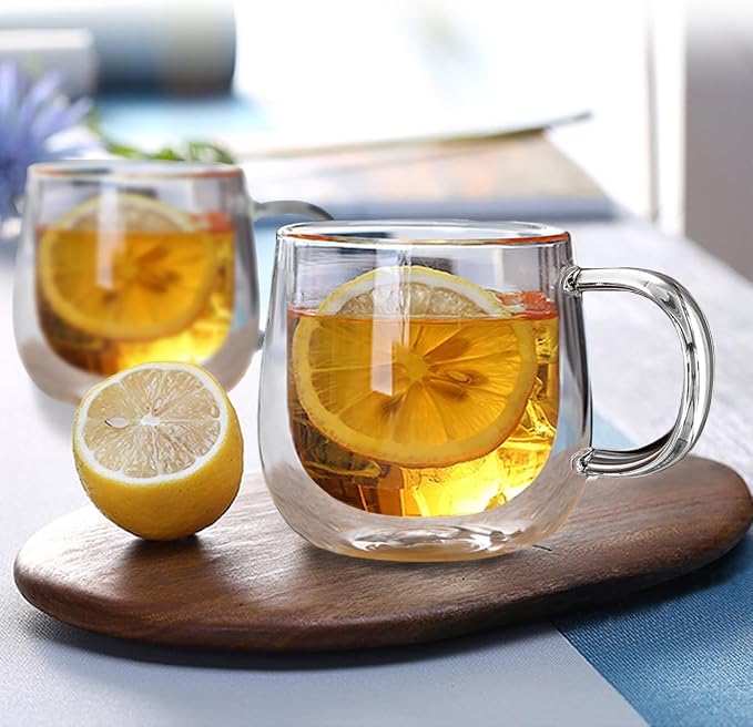 Double Wall Glass Coffee Mugs 16oz Set of 2 Insulated Clear Tea Cups - Image 5