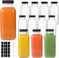 GUANENA 12 Pack Glass Drink Bottles, 12 OZ Vintage Square Water Bottles by GUANENA