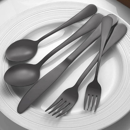Matte Black Silverware Set for 8, 40 Pieces Stainless Steel Flatware Cutlery Set - Image 5