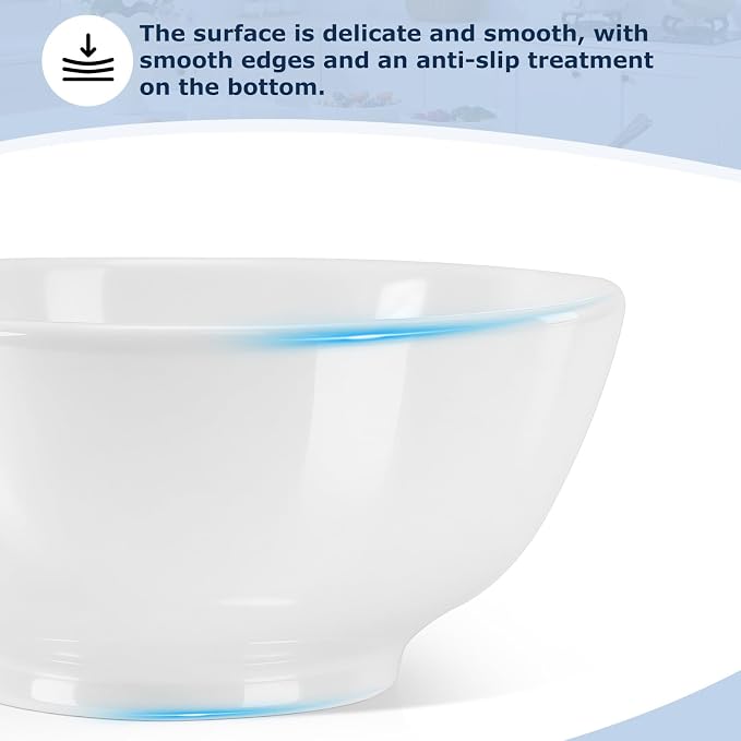 VENVENWEAVS 30 OZ White Thickened Ceramic Bowls Set of 6 Complimentary 6 Spoons - Image 5