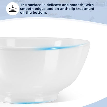 VENVENWEAVS 30 OZ White Thickened Ceramic Bowls Set of 6 Complimentary 6 Spoons - Image 5