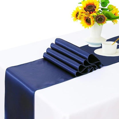 Satin Navy Blue Table Runner 12 x 108 Inches Pack of 10 Long Table Runner - Image 2