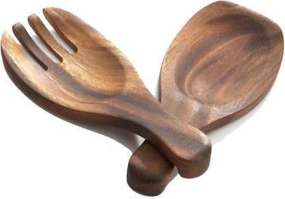 Woodard & Charles Acacia Wood Salad Hands Servers, 7 3/8" x 3 1/8" | Pair of by WoodardandCharles