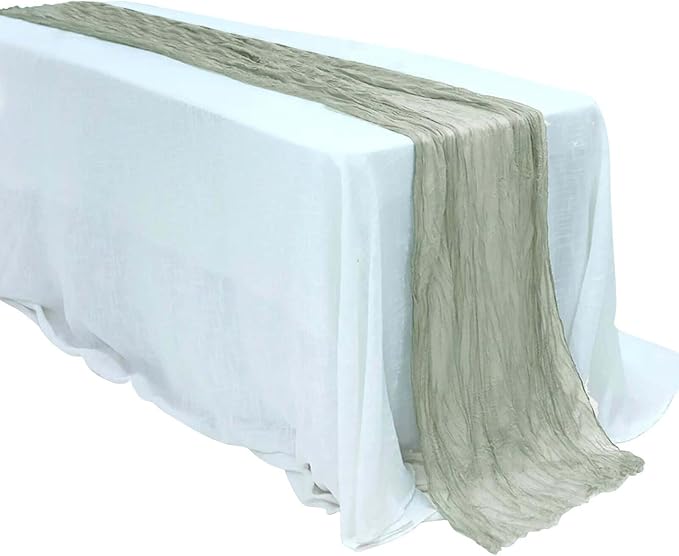 Efavormart 10ft Dusty Sage Cheesecloth Table Runner - Image 7