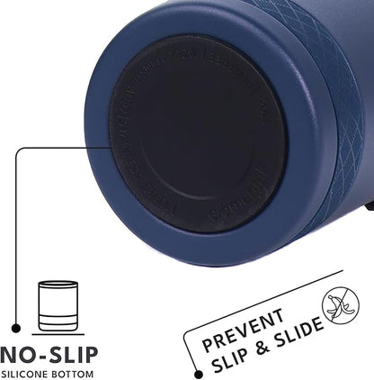Elemental Recess Lowball Tumbler, 10oz Triple Wall Stainless Steel Cup with Non-Shattered Tritan Lid, Insulated Whiskey Glass, Insulated Coffee Tumbler Mug for Hot & Cold Drinks - Navy Blue