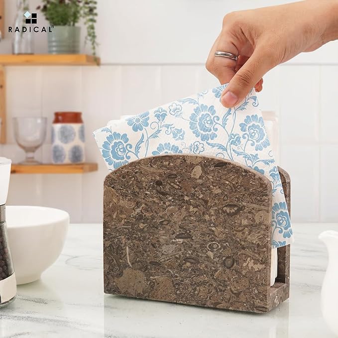 Radicaln Marble Napkin Holder 5 Inches Handmade Oceanic Stone Napkin Holder - Image 2