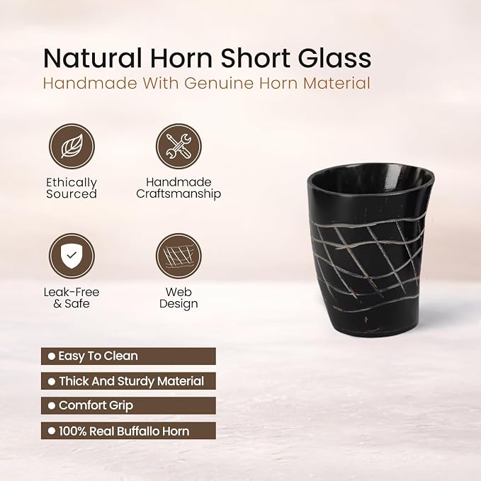 Handicrafts Home Viking Horn Shot Glasses Set of 4, Handmade Natural Ox Horn - Image 2