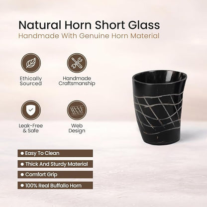 Handicrafts Home Viking Horn Shot Glasses Set of 4, Handmade Natural Ox Horn - Image 2