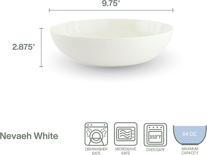 Everyday White by Fitz and Floyd Nevaeh Vegetable Serve Bowl, 9.75 Inch - Image 2