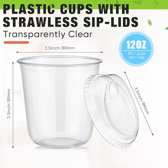 Ziliny 50 Sets Clear Plastic Coffee Cups - Image 3