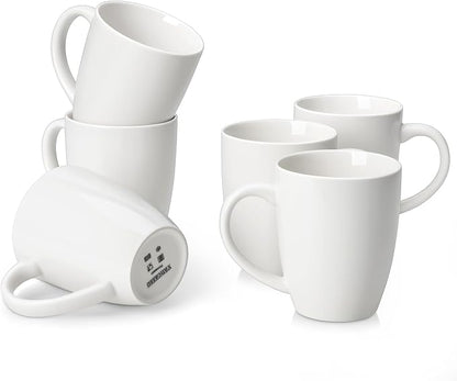 vancasso White Ceramic Coffee Mug Set of 6, 16 Oz Tea Cups by vancasso