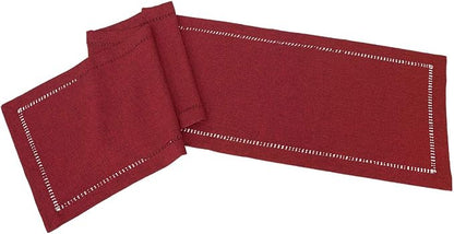 Grelucgo Large Handmade Hemstitched Polyester Rectangle Table Runners, - Image 2