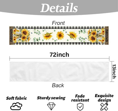 Sunflower Table Runner, Buffalo Floral Table Runners Decorations | Sunflower - Image 6