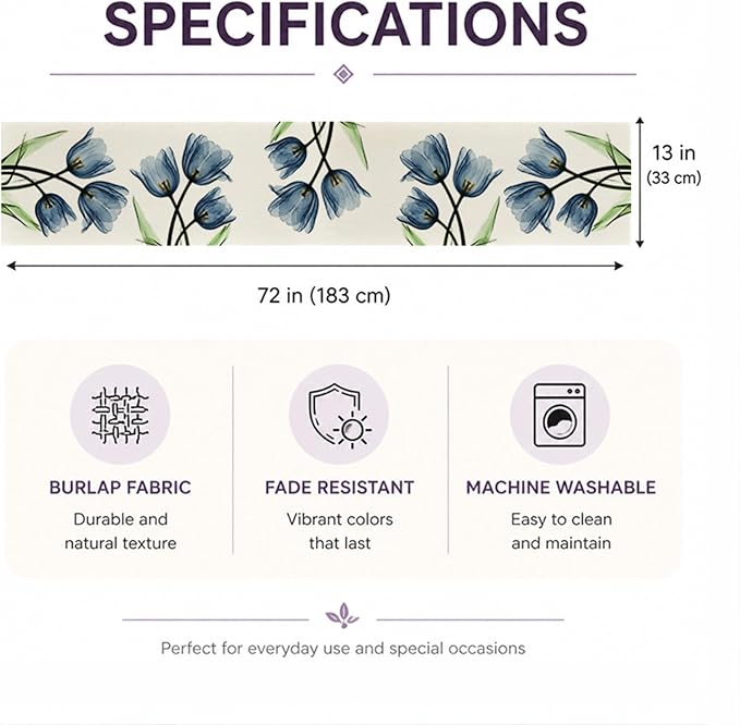 Floral Table Runner Mode Flowers Spring Summer Table Runner Seasonal Table - Image 4