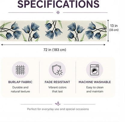 Floral Table Runner Mode Flowers Spring Summer Table Runner Seasonal Table - Image 4