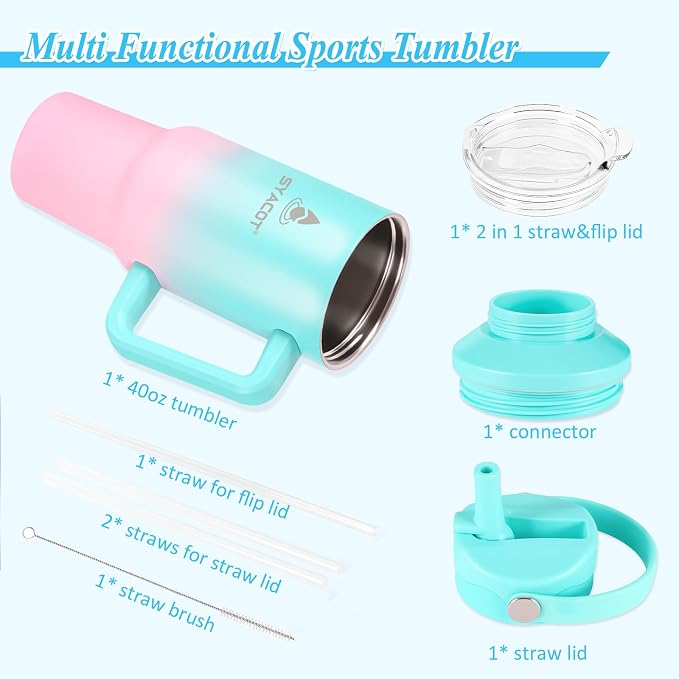 40 oz Tumbler with Handle and Straw or Convert to 40 oz Insulated Water Bottle - Image 7