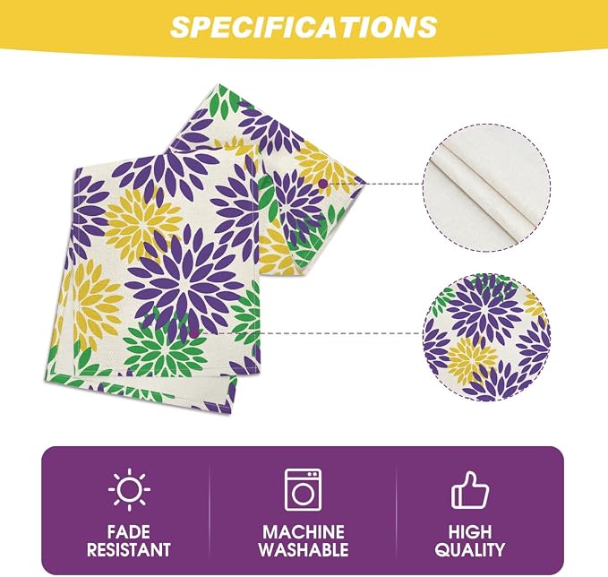 Artoid Mode Purple Dahlia Floral Pinnata Mardi Gras Table Runner, Carnival - Image 5