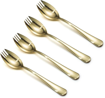 Alata Champagne Gold Mirror Sporks 4-Pack Set Stainless Steel Sporks, 7.4 by Alata