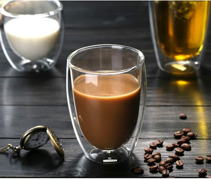 Asng Glass Coffee Mugs, Double Wall Insulated Thermal Cups Drinking Glasses - Image 2