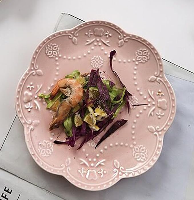 Ceramic Plate, Round Embossed Lace Plate - Image 7