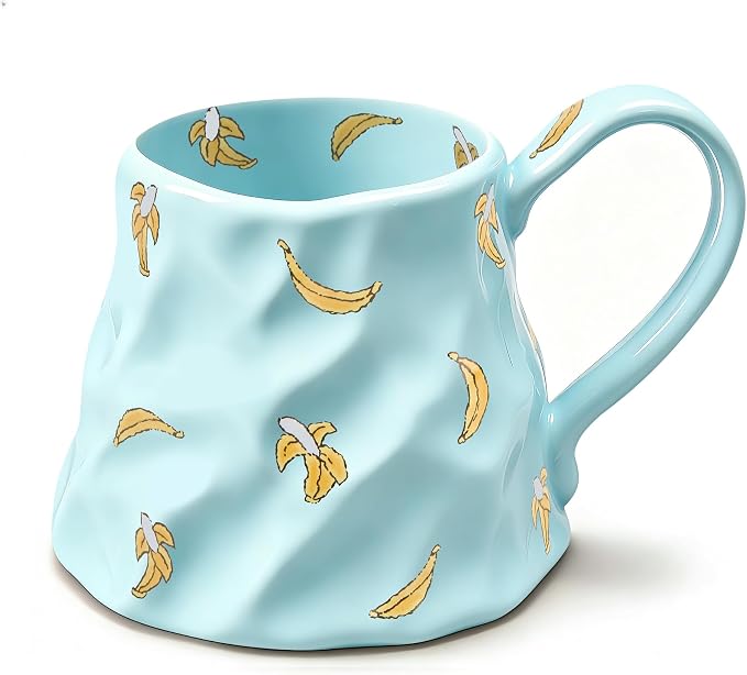Large Blue Coffee Mug 20 oz, Oversized Cute Floral Ceramic Mug, Giant Coffee Mug by ACOLIDAS