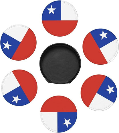 6 Pack Chile Flag Leather Coaster - Image 3
