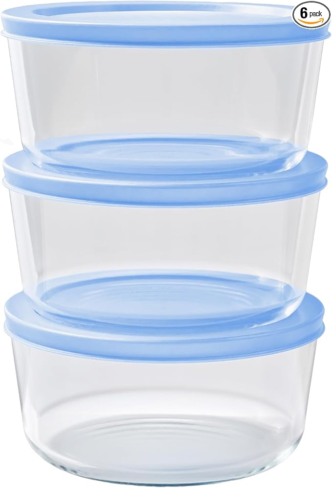 6-Piece Glass Food Storage Containers Set | 4-Cup, Leakproof | Microwave by DuraLiving