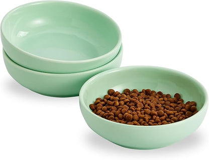 Howise 5.3 in Ceramic Cat Bowls Set, Shallow Food Bowl by Cottagecore