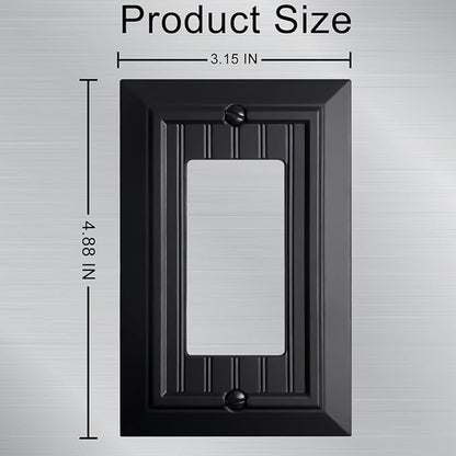 Beadboard Outlet Covers Wall Plates, Bamboo Fiber Light Switch Covers, Natural Material Electric Receptacle Decorative Switch Plate Outlet Cover Matte Black (1 Gang Decorator 4 Pack)