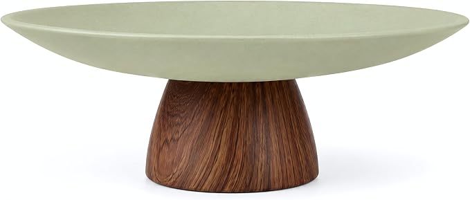 Large Decorative Bowl, Japandi Resin Pedestal Bowl by WANCHIY