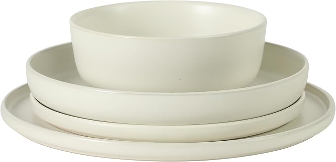 Gibson Elite Bayou Moon Plates and Bowls Sets, 16-Piece White Matte Stoneware - Image 7