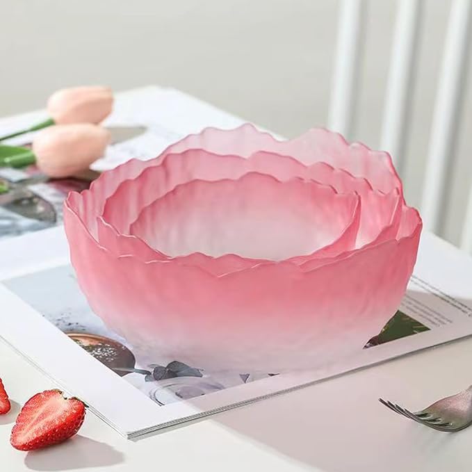 Glass Bowl for Salad Candy Fruit Serving, Decorative Bowl, Dish-Pink 4.9" | - Image 5